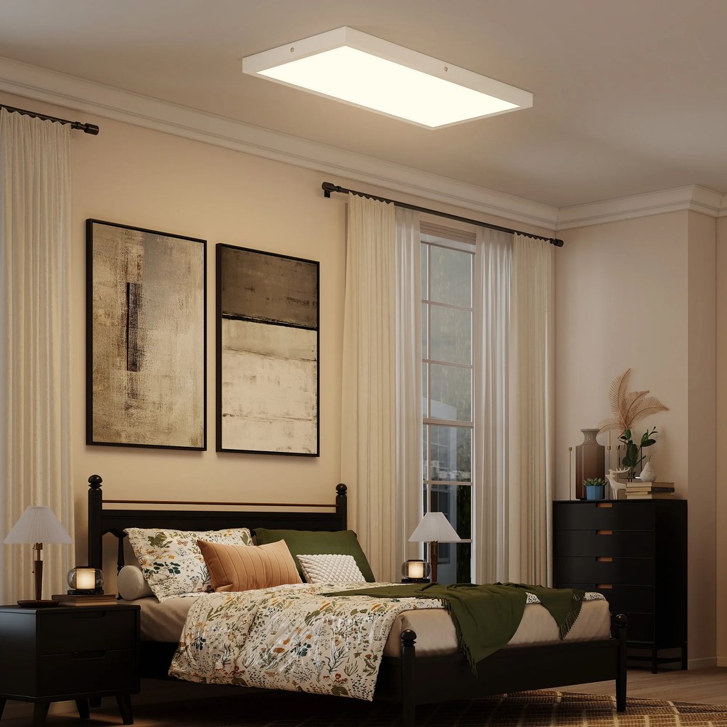 HOMCOM Set de 2 Plafoniere LED Subțiri cu Design Minimalist și Modern, Reglabile, Candelabru LED din Oțel și Plastic, 60x30x3,7 cm, Alb | Aosom Romania