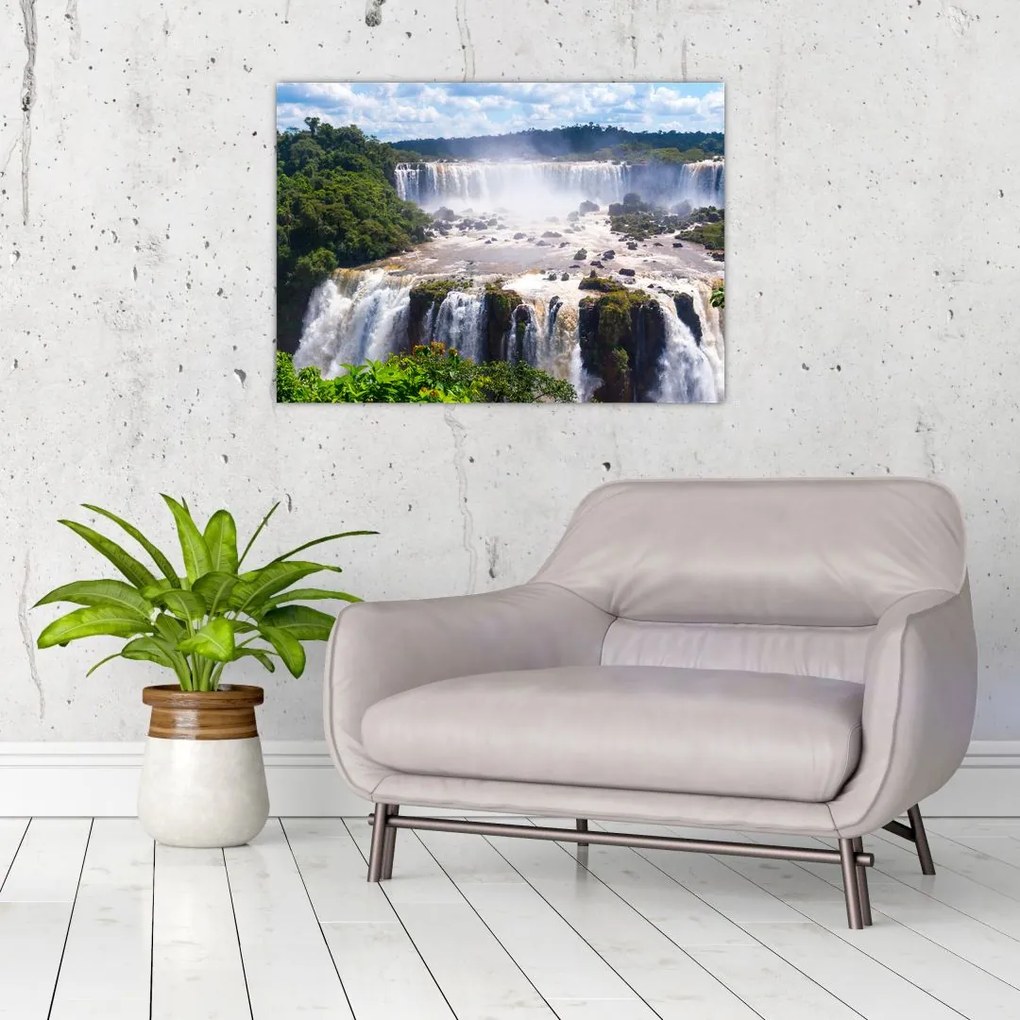 Tablou pe sticlă cu cascadele Iguass (70x50 cm)