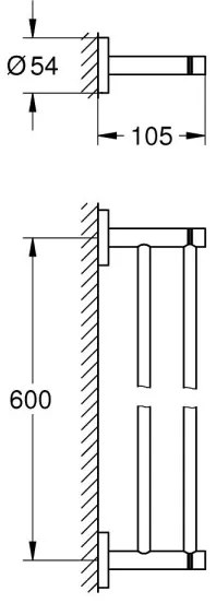 GROHE 412032430 - Suport prosop cu două brațe START, 654 mm, negru