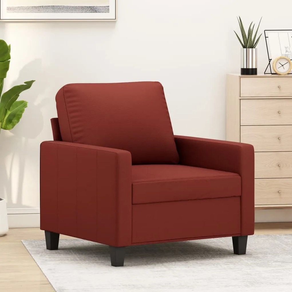 348665 vidaXL Canapea de o persoană, roșu vin, 60 cm, piele ecologică