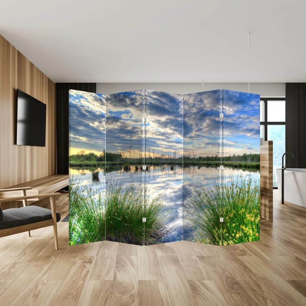Paravan - Lac și trestie (210x170 cm)