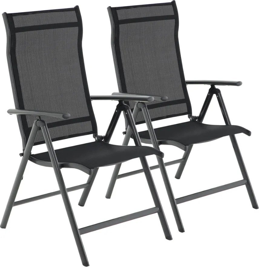 Scaune de grădină RIVIERA, set 2 buc., negru SongmicsHome