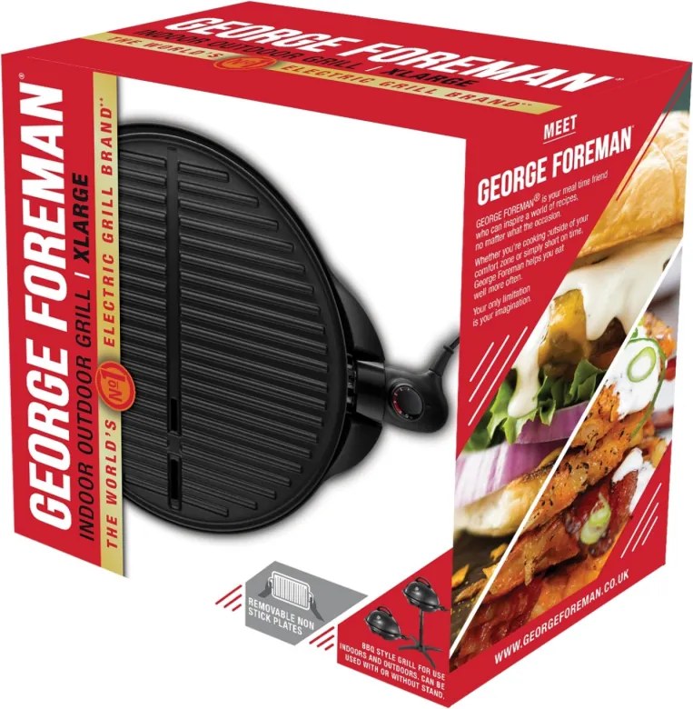 Grătar electric George Foreman 22460-56, 2400 W, 44,5 cm, 15 porții, 5 niveluri de temperatură, strat antiaderent, negru