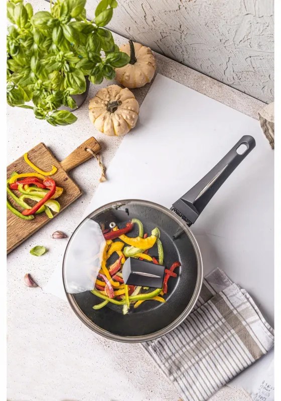 Tigaie adâncă Klausberg KB 7691, 24 cm, acoperire marmorată, compatibilă cu plitele cu inducție, negru