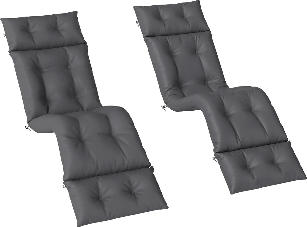 Outsunny Set de 2 perne pentru șezlong, pernă baie de soare groasă, confortabilă - 6 prinderi, 190 x 56 x 10 cm, gri închis | Aosom Romania