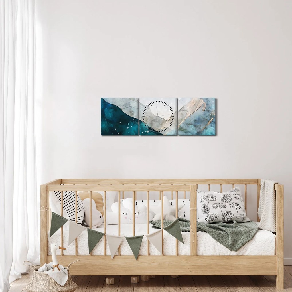 Tablou - Munte desenat (cu ceas) (90x30 cm)