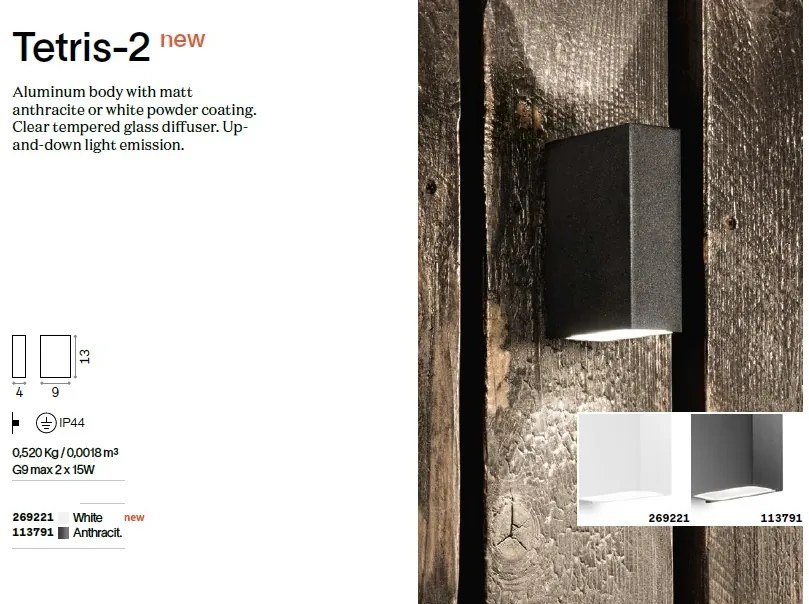 Aplica exterior ambientala IP44 TETRIS-2 AP2 BIANCO