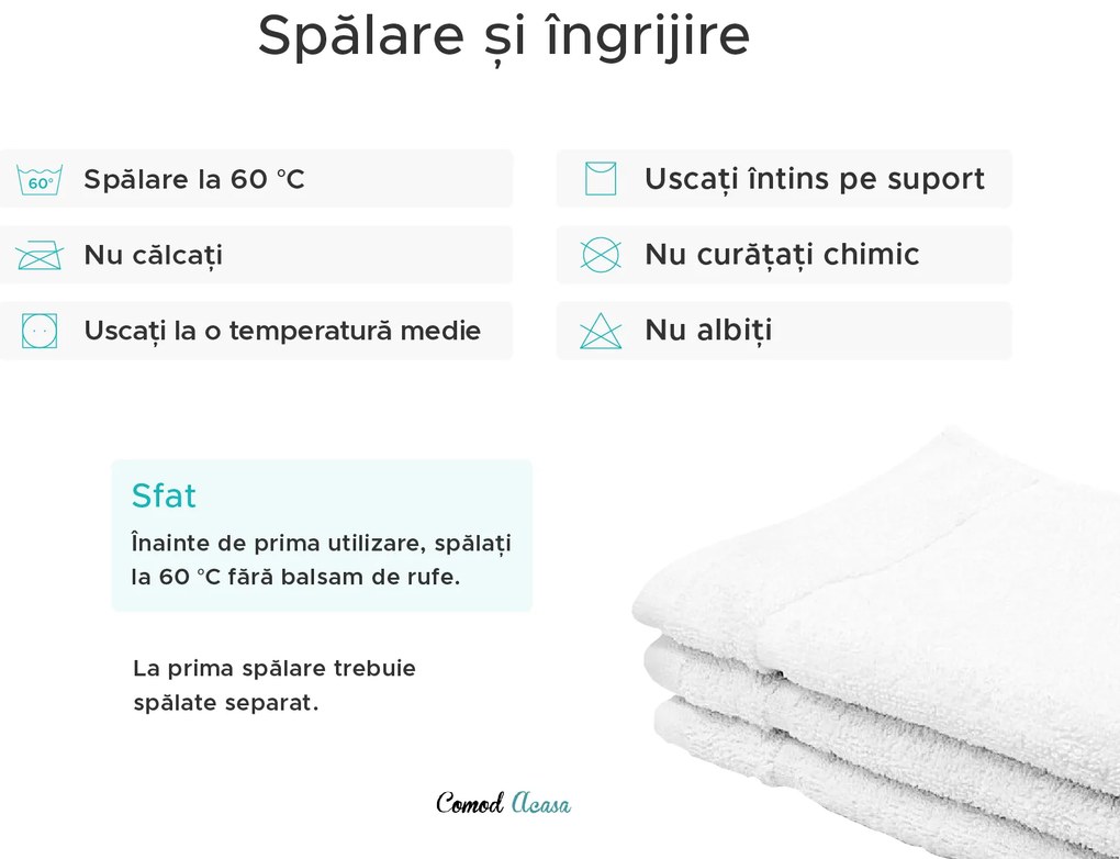 Prosop de maini Classic 30x30 cm alb, 100% bumbac