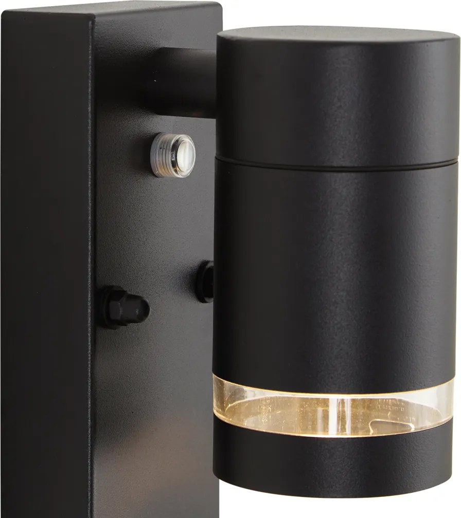 Lampă modernă de perete pentru exterior neagră IP44 cu senzor crepuscular - Ensam