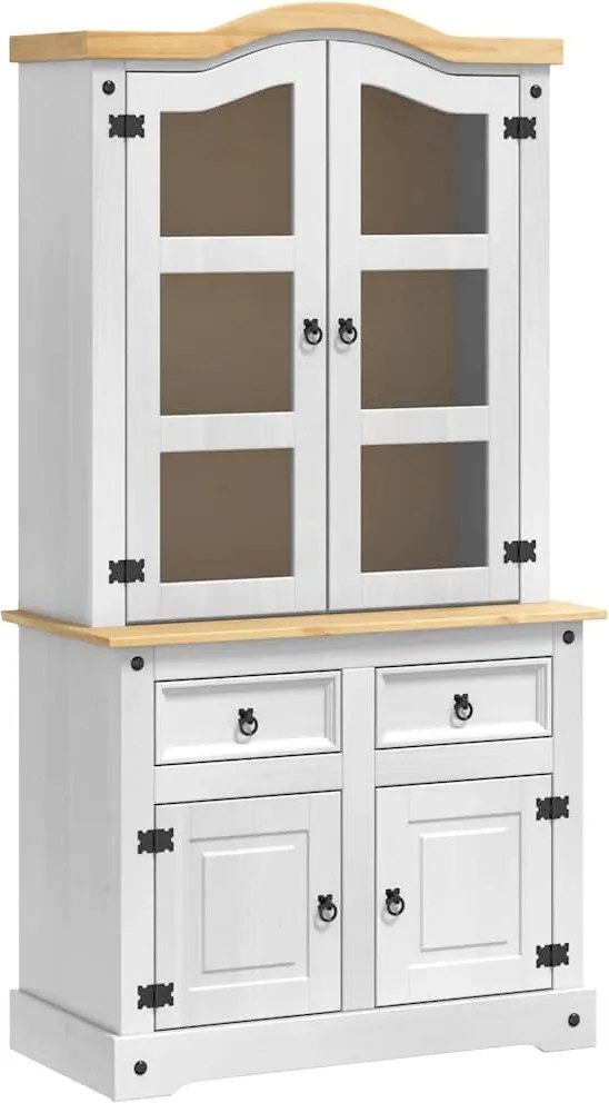 vidaXL Bufet Corona Alb 100 x 48,5 x 179 cm Lemn de pin masiv