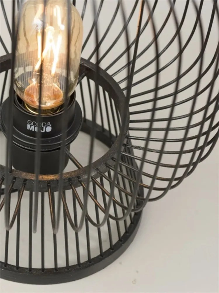 Veioza, lampa de masa eco din bambus Cango negru, 30x26cm