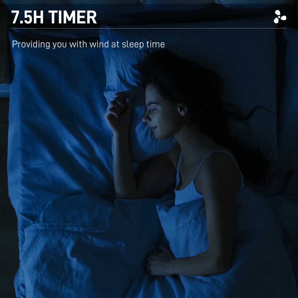 HOMCOM Ventilator Nebulizant cu Cronometru, 3 Moduri, 3 Viteze, Platformă Metalică și Platformă ABS, 44.5x38.5x120 cm, Negru | Aosom Romania