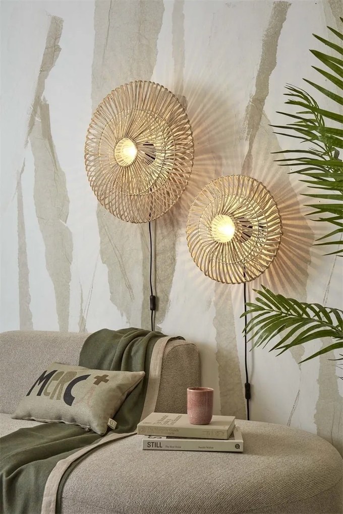 Aplica de perete eco din ratan Zanzibar flat 55cm L, white