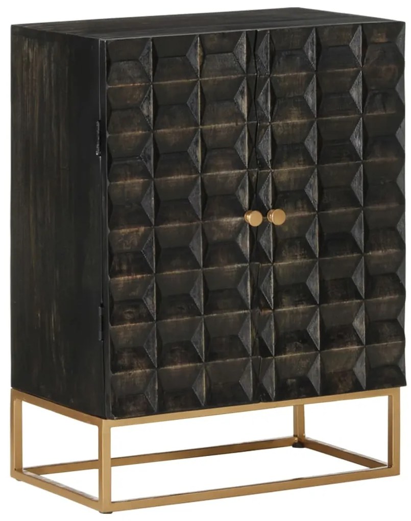 vidaXL Servantă, negru, 55x34x75 cm, lemn masiv de mango și fier