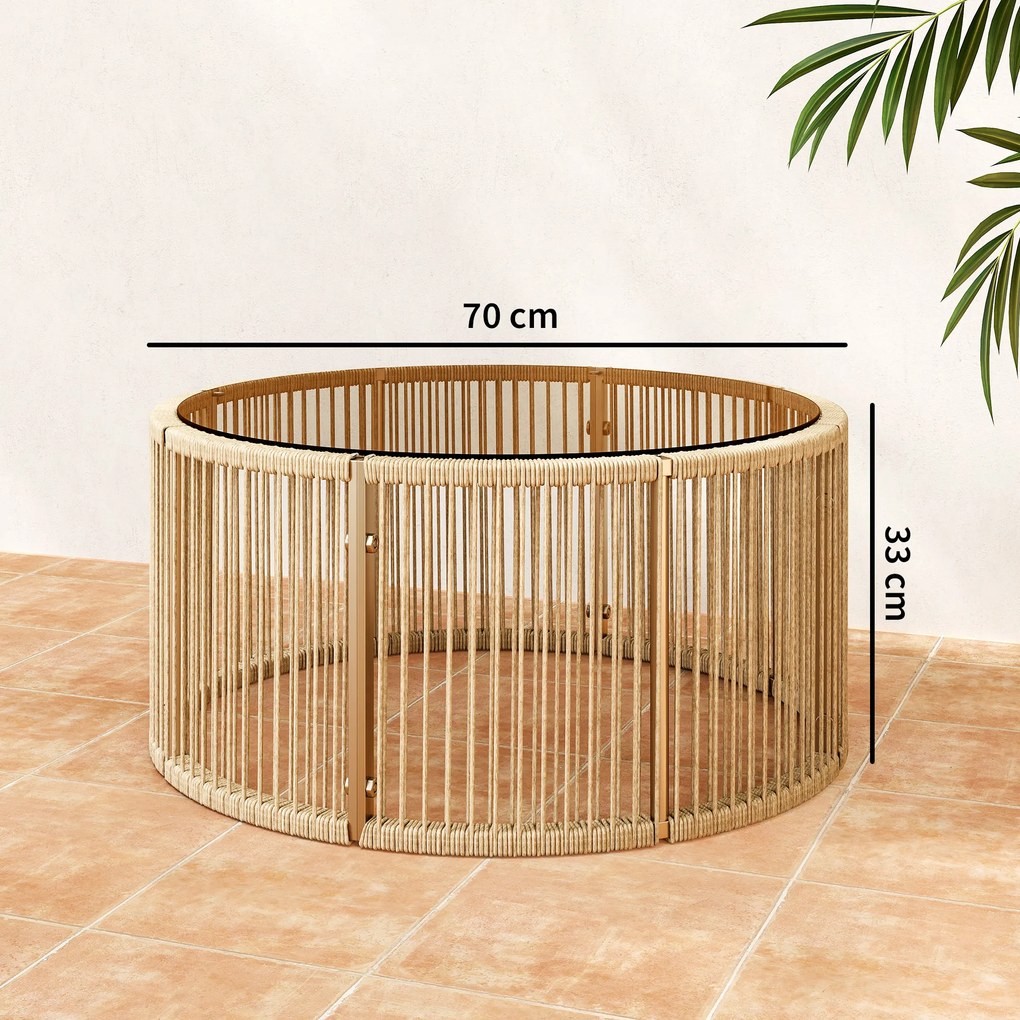 Outsunny Masă laterală din polyrattan, masă de cafea cu blat din sticlă securizată, masă pentru grădină cu cadru din oțel 70 x 70 x 33 cm Maro | Aosom Romania