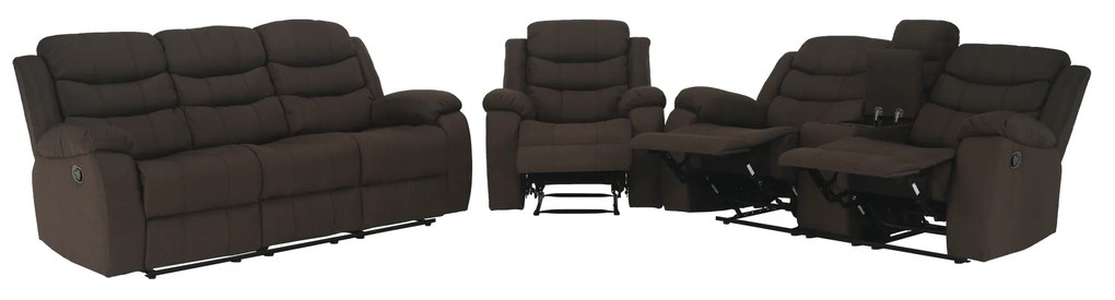 Canapea 3+2+1, material textil maro, FABRON 2 NEW