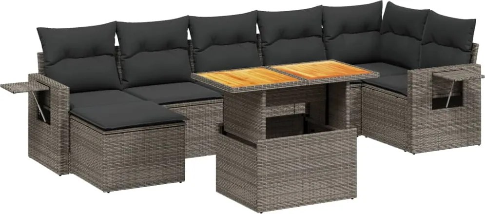 vidaXL Set canapele de grădină cu perne, 8 piese, gri, poliratan