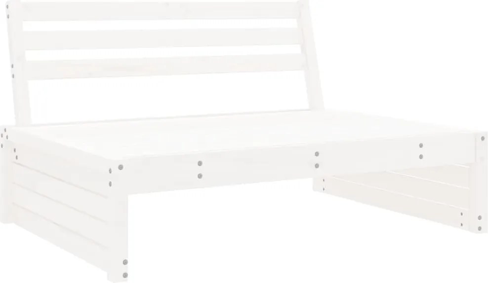 vidaXL Canapea de mijloc de grădină, alb, 120x80 cm, lemn masiv pin