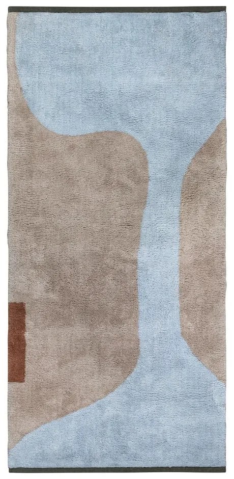 Covor tip traversă albastru deschis/bej lavabil din bumbac 70x150 cm Figura – Mette Ditmer Denmark