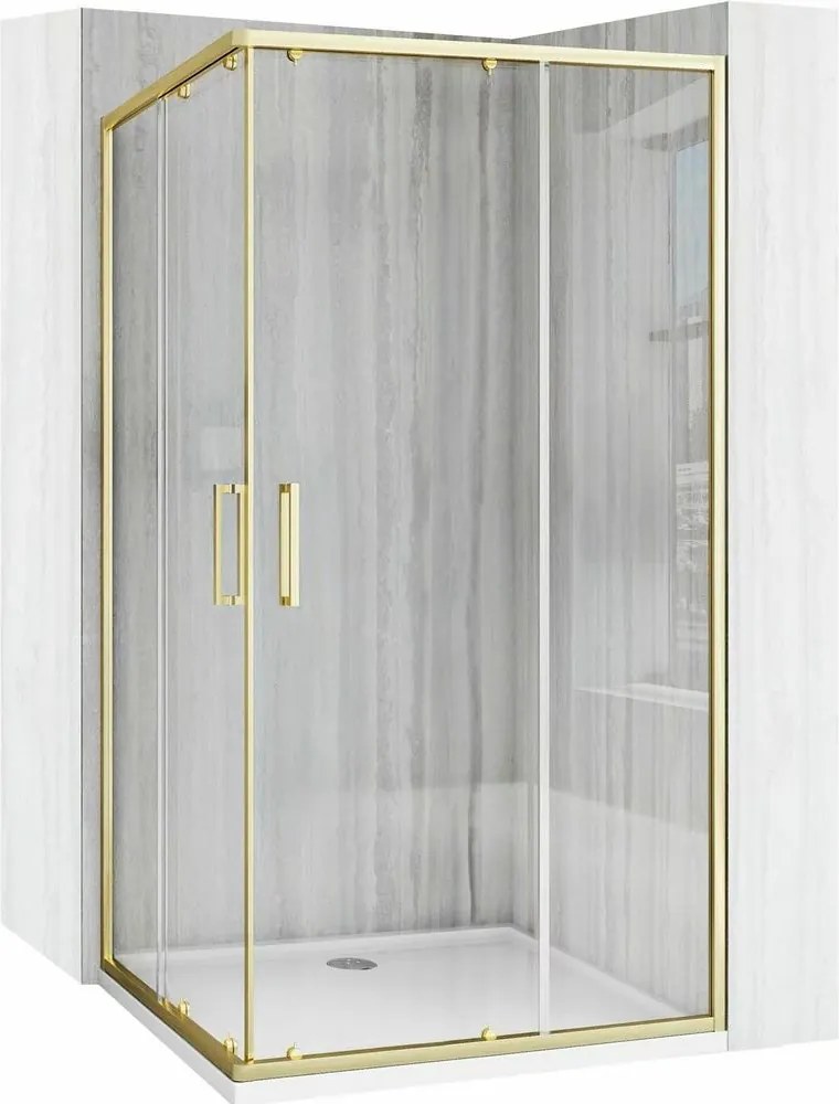 Cabina de dus dreptunghiulara cu usi glisante auriu periat Rea City 80x100 cm