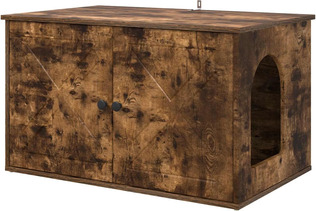 vidaXL Casa pentru pisici Stejar fumuriu 85 x 55 x 50 cm Lemn compozit