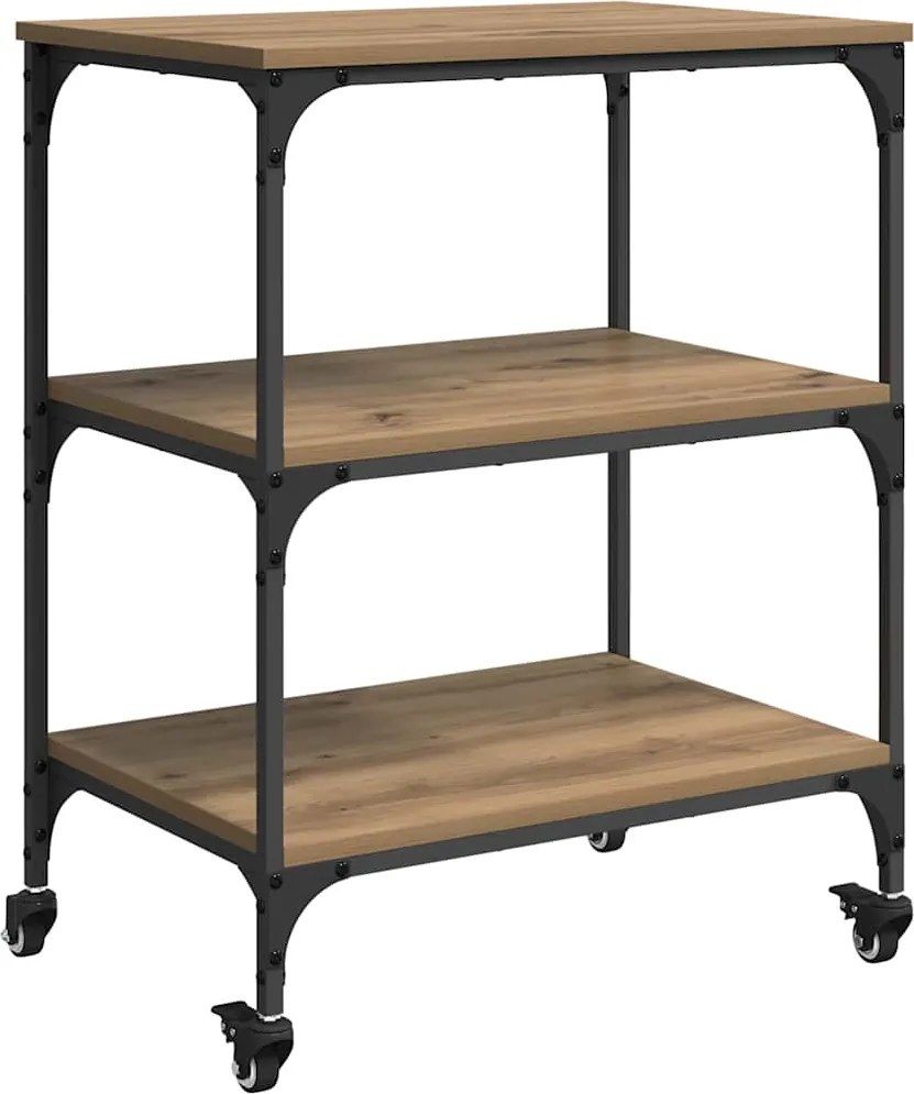 vidaXL Troler de Bucătărie Stejar Artizanal 60 x 41 x 76 cm