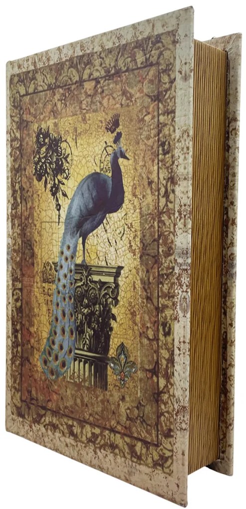 Cutie tip carte PEACOCK, 12.5x3x21cm, Lemn