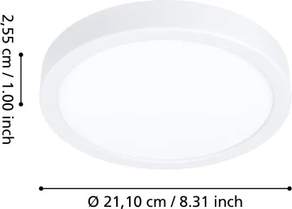 Eglo 901376 - Plafonieră LED RGBW FUEVA-Z dimabilă pentru baie, LED/11,2W/230V, 21,1 cm, IP44, alb