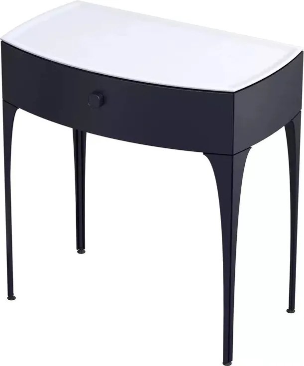 Set dulap baza suspendat Oristo Louis bleumarin 1 sertar cu blat alb 82 cm