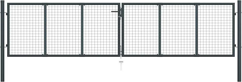 vidaXL Poartă de grădină din plasă, oțel galvanizat, gri, 400x100 cm