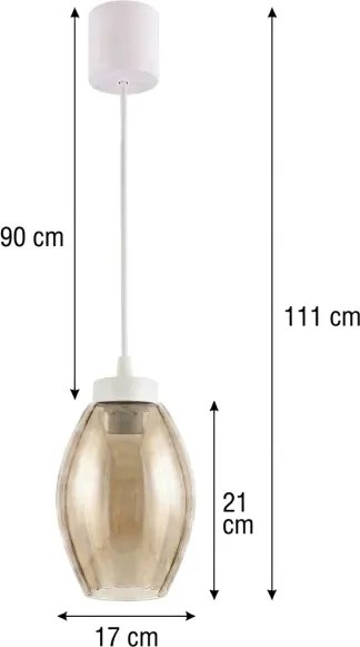 Brilagi - Lustra LED suspendată pe cablu R GLASS 1xE27/60W/230V Ø 17 cm alb/fumuriu bej