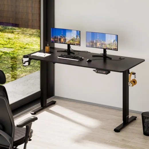 Deuba Birou de birou reglabil pe inaltime negru - 140x60x118 cm