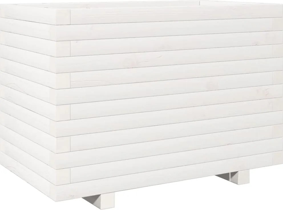 vidaXL Jardinieră de grădină, alb, 70x40x49,5 cm, lemn masiv de pin