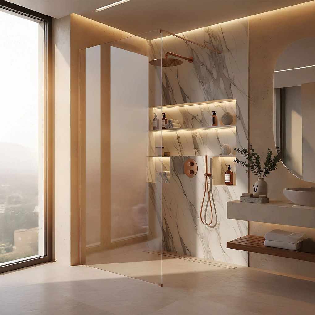 Paravan de dus Rea Flexi Transparent / Brush Copper 140