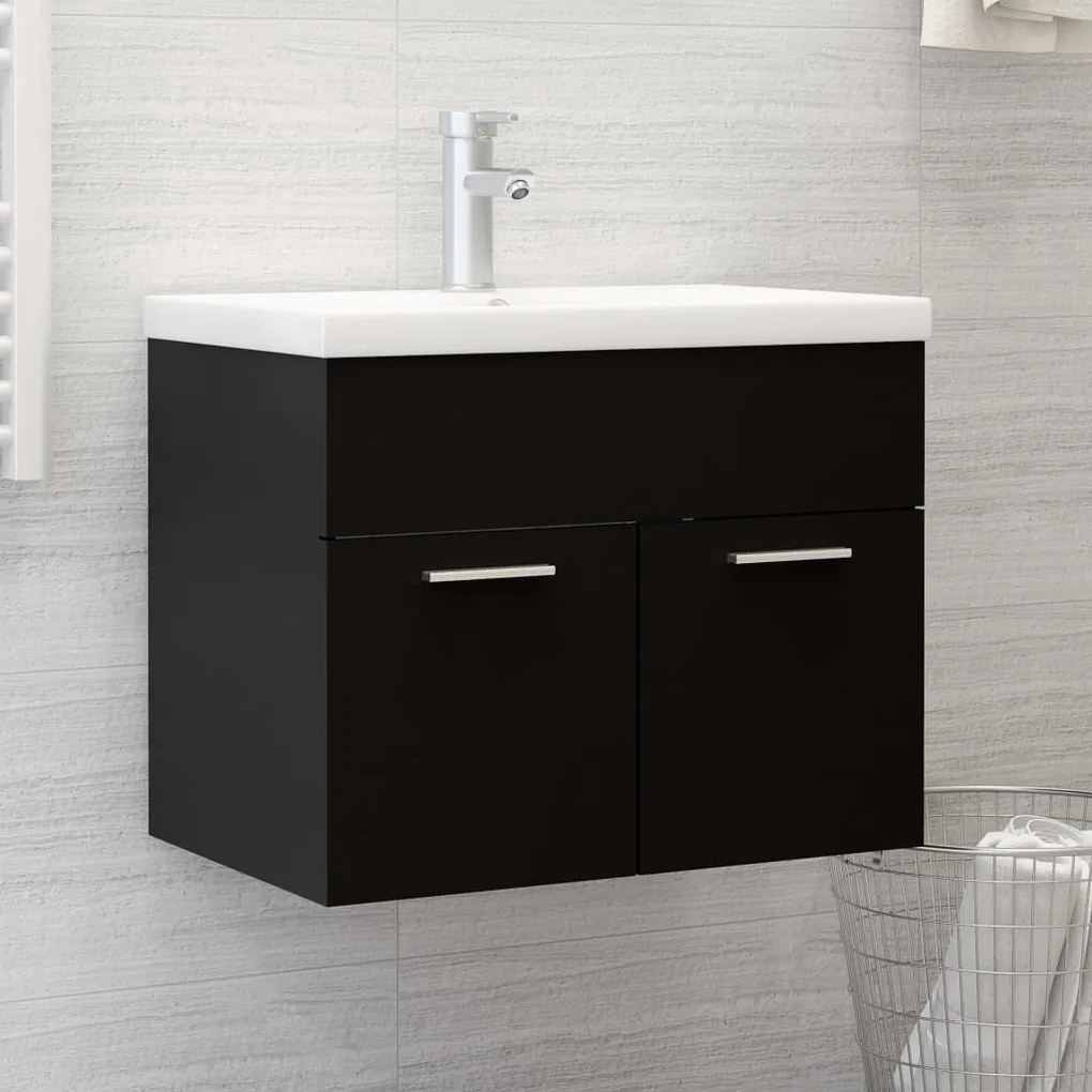 804648 vidaXL Dulap de chiuvetă, negru, 60x38,5x46 cm, PAL