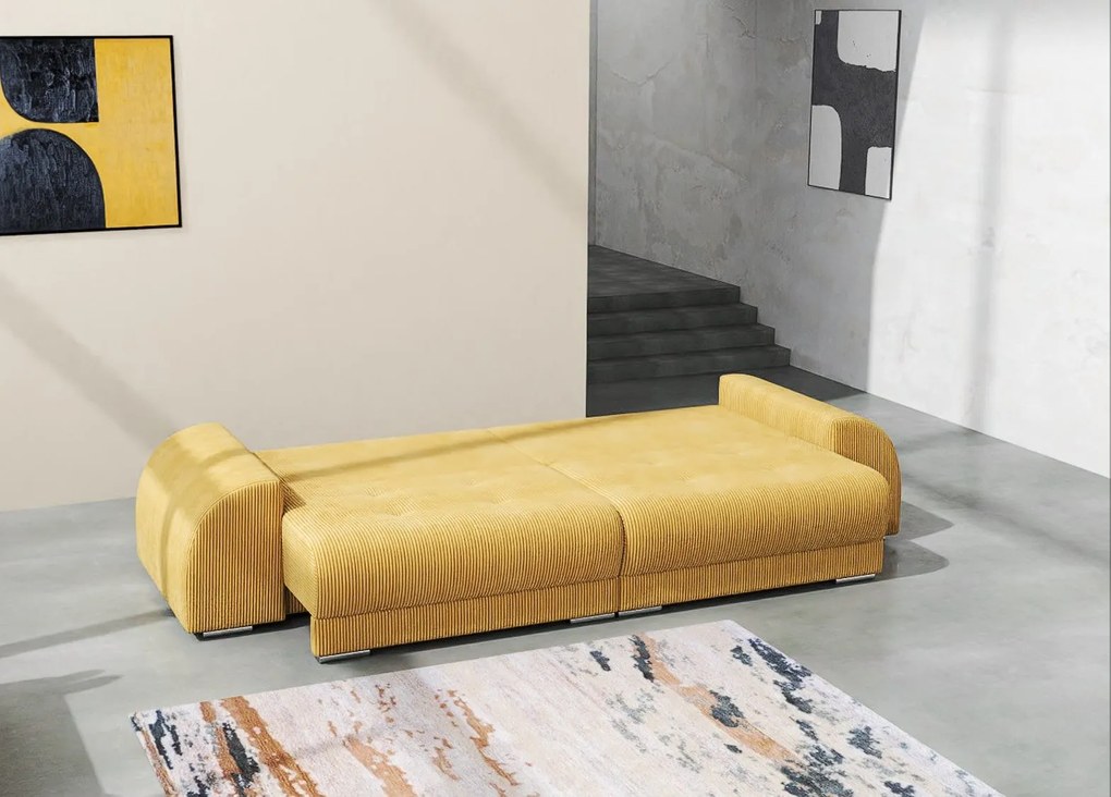 Canapea extensibilă dumonde cu 2 lăzi de depozitare si sezut confortabil din spuma high-density, Verona Zoom Mustar 310x100 cm