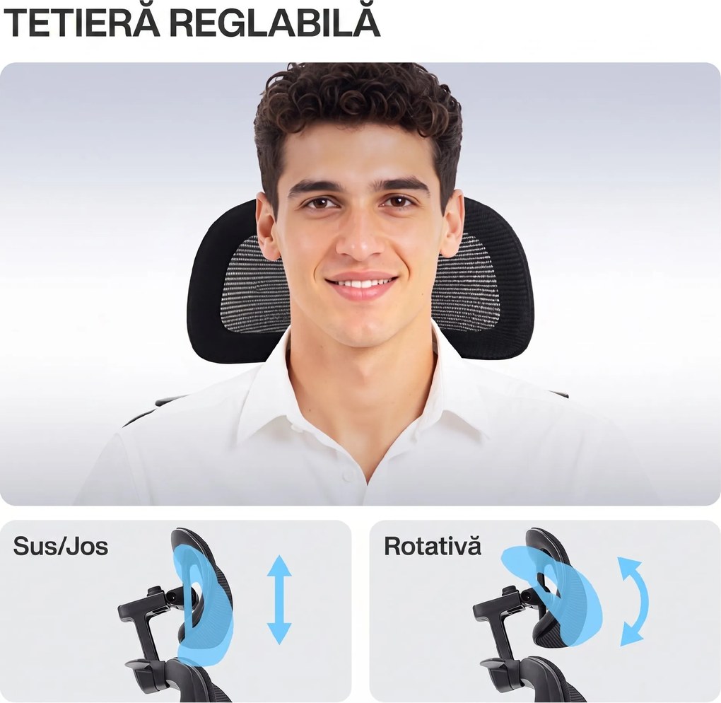 HOMCOM Scaun de birou ergonomic, cu suport lombar dinamic și suport pentru picioare, 73x75x120-128 cm, negru | Aosom Romania