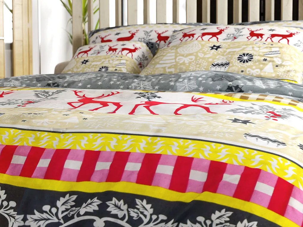 Lenjerie de pat din flanel CHRISTMAS TIME colorata Dimensiune lenjerie de pat: 2 buc 70 x 90 cm | 200 x 220 cm