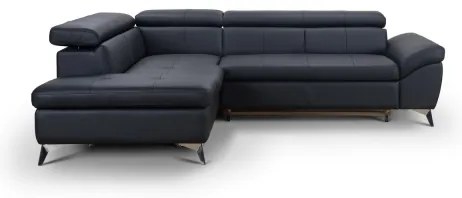 Canapea colțar extensibilă din piele SALERNO II stânga, negru
