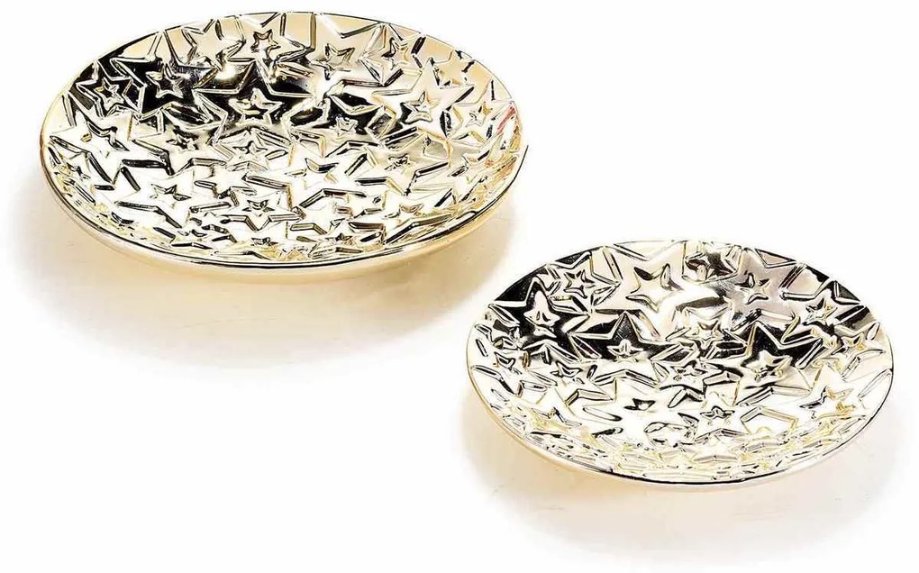 Set 2 platouri din portelan auriu 18 cm; 15 cm
