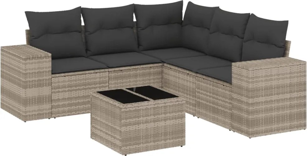 vidaXL Set canapele de grădină cu perne, 6 piese gri deschis poliratan