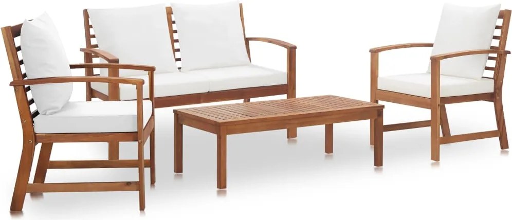 vidaXL Set mobilier de grădină cu perne, 4 piese, lemn masiv de acacia