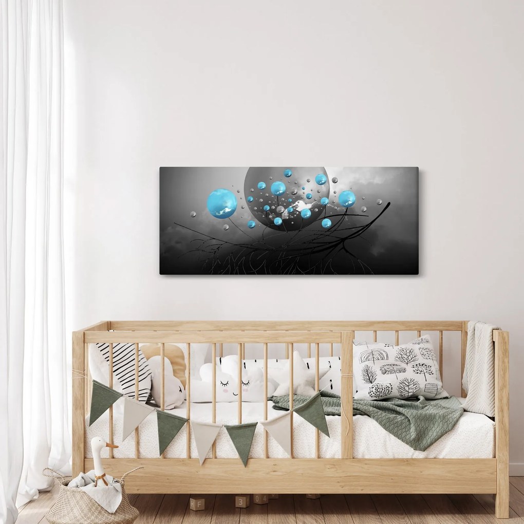 Tabloul - bile abstracte albastru deschis (120x50 cm)