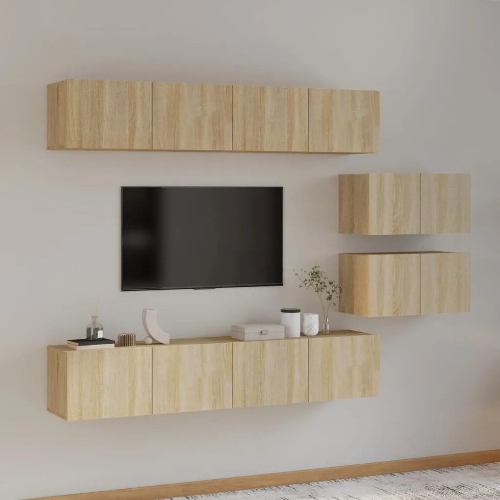 vidaXL Set dulap TV, 6 piese, stejar sonoma, lemn prelucrat