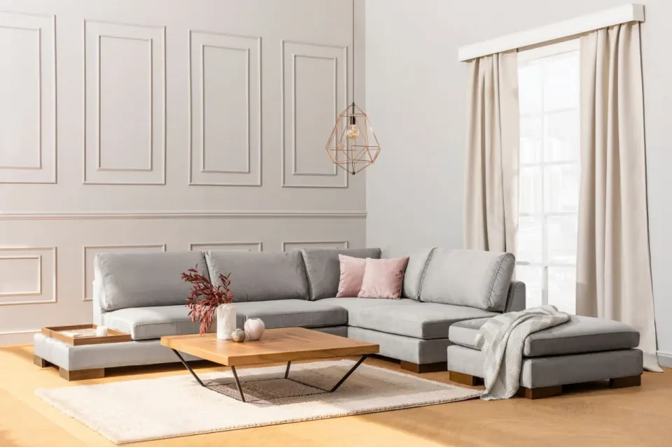 Coltar Tulip Corner Right With Pouf, Gri