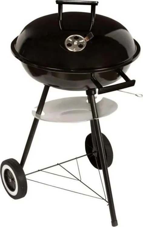 Gratar pe carbuni MasterGrill MG913, 42 cm, Manere, Otel emailat, Raft, 2 rotite, Negru/ Inox