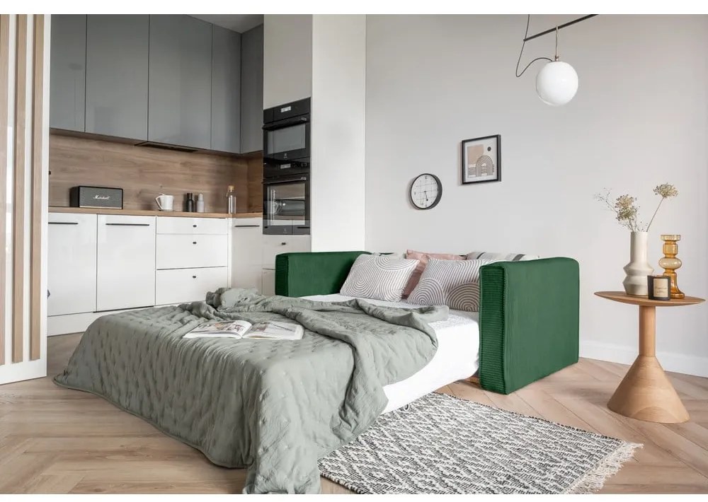 Canapea verde-închis extensibilă 168 cm Lucky Lucy – Miuform