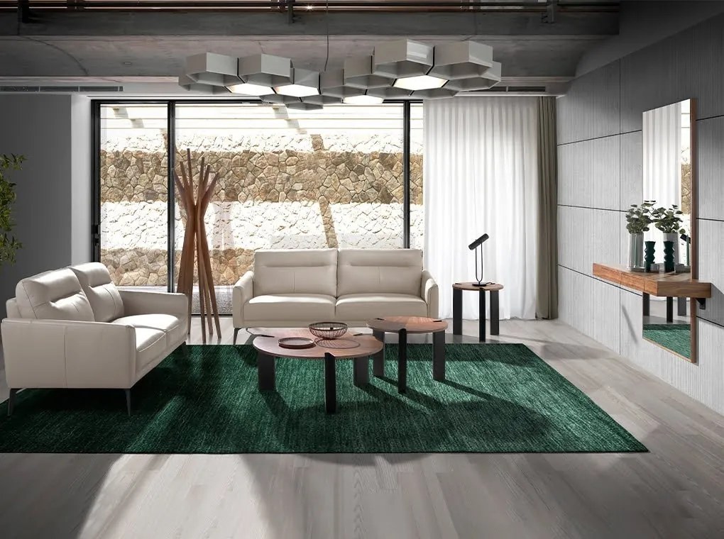 Canapea 3 locuri eleganta, design italian Cowhide leather taupe grey