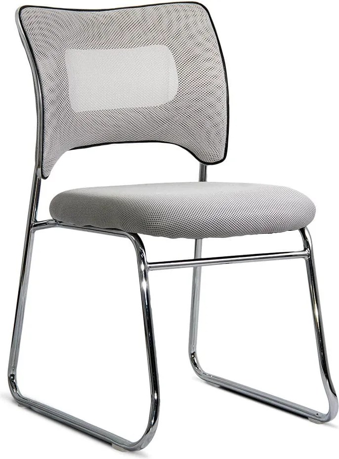 Scaun vizitator gri deschis HRC 613F mesh cadru cromat