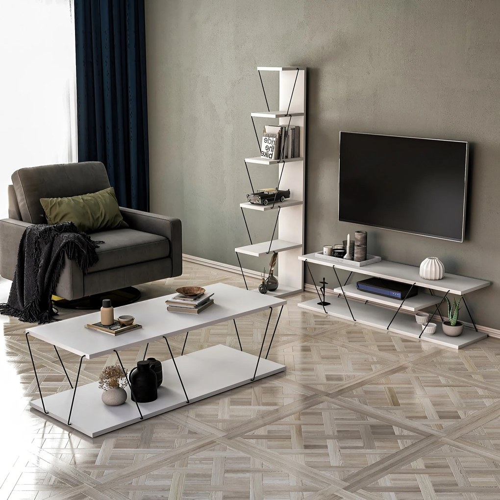 Mobilier living Essmie (Alb + Negru). 1088203